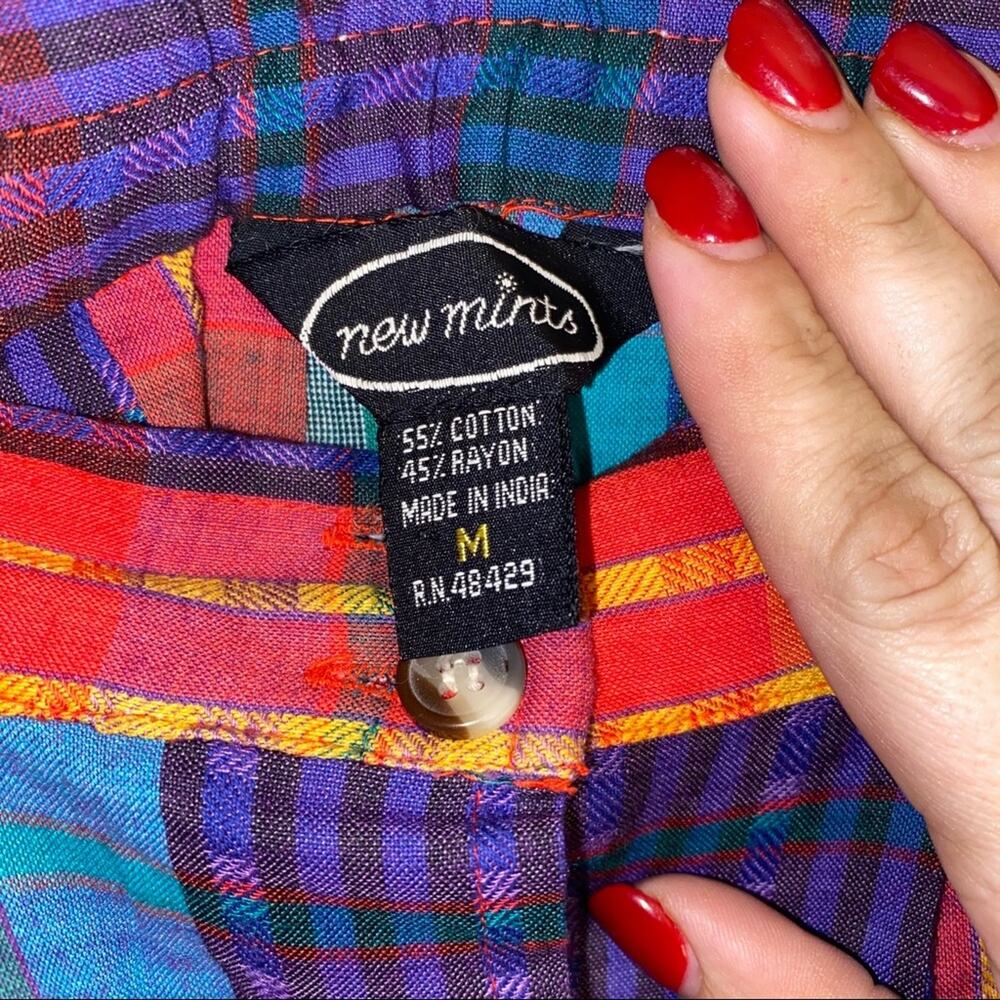 VNTG colorful full length button up skirt M cottagecore light academia - Picture 2 of 4